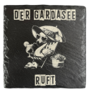 Schiefer Untersetzer 10 x 10 cm "Der Gardasee ruft"